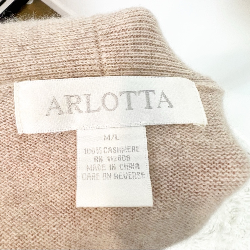 ARLOTTA CASHMERE TAN TAUPE OPEN FRONT CARDIGAN SWEATER ROBE BELT MEDIUM/LARGE - Picture 3 of 3